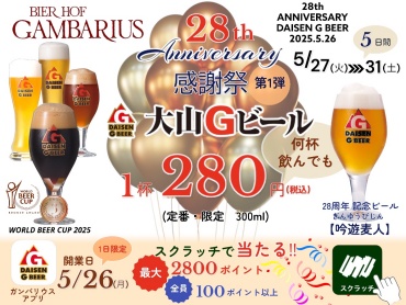 ガンバリウス「開業28周年感謝祭」開催！！